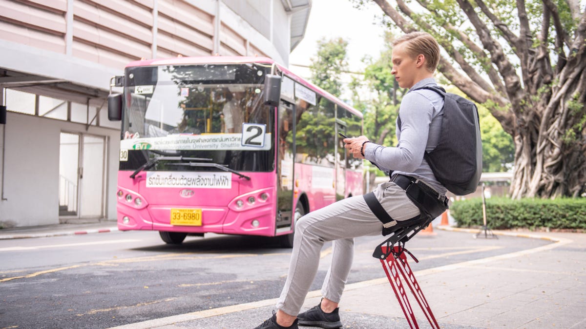 Wearable chairs let workers (and now you) sit where you stand | ZDNet